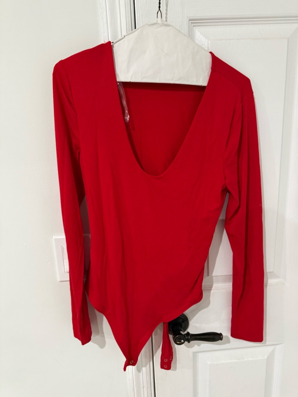 Bar III Long Sleeve Red Bodysuit Top